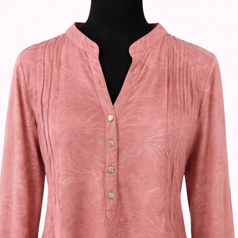 NWOT New York & Company Dusty Rose Button-Front Blouse Size L
